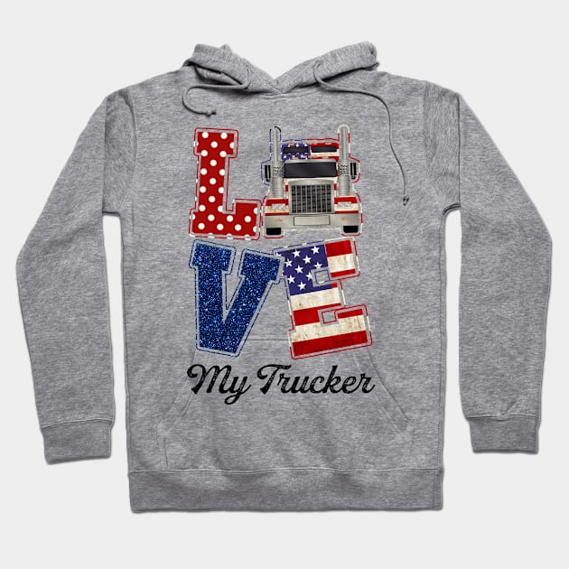 Trucker's Wife  T Shirt Love My Trucker Personalized Gift Hoodie by Sunset beach lover